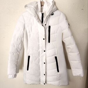 Michael Kors Quilted Puffer Coat WHITE/BLACK size M